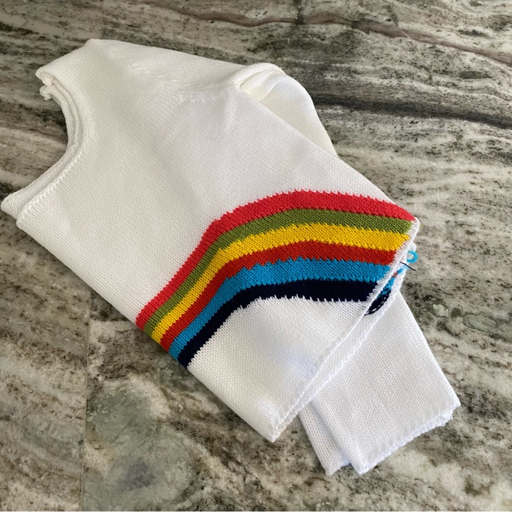 NWOT White Cropped Rainbow Sweater Bikini Cover